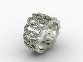 anel de diamante encadeadas círculos - imprimível jóias diamantes circular ouro precioso platina prata acorrentado cadeias anéis 3d print model - Mito3D
