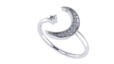 diamant ring halbmond 3djewelry cad elegant engagement mode juwel gold schmuck schmuckdruck schmuckwachs wertvoll druckversion silber luxus gießen geschenk star ringe 3d print model - Mito3D