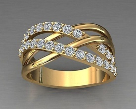 diamant bague croisement traverser imprimable mode bijoux gemme or argent luxe belle Etats Unis euro bijou brillant engagement mariage anneaux 3d print model - Mito3D