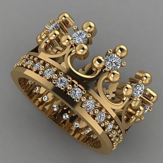 diamante anel coroa Princesa 3d impressão modelo argolas joalheria noivado prata Casamento imprimível ouro luxo moda coleção massa 3d print model - Mito3D