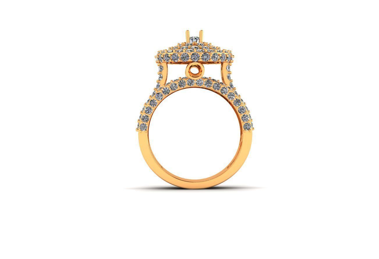 Diamant-ring-Doppel-halo Schmuck ring diamond Runde halo Ringe 3D print model - Mito3D