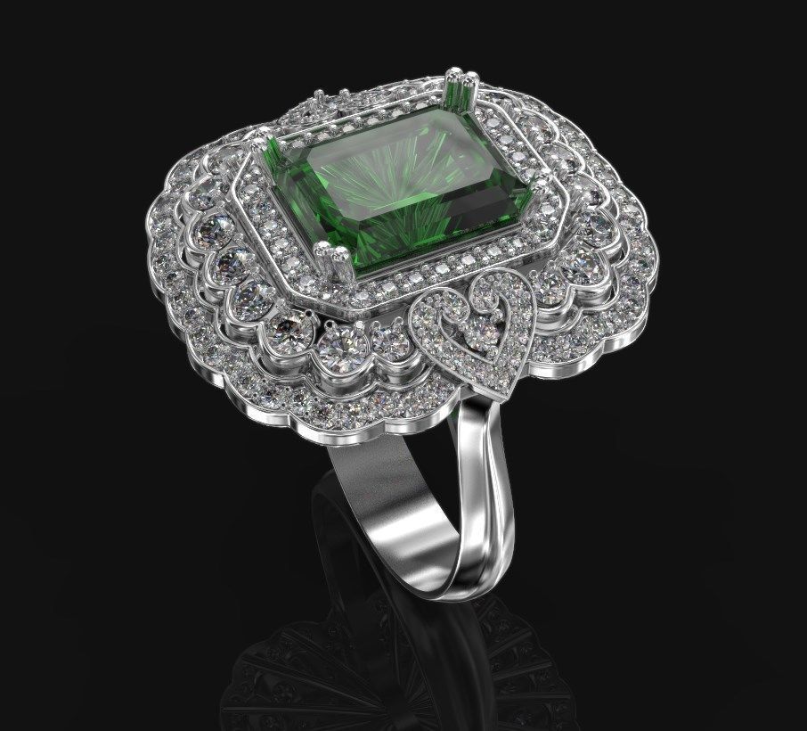 diamante squillare emerland gioielleria gemma cristallo lusso carati stampabile brillante oro moda bellezza anelli 3D print model - Mito3D