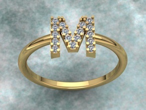 diamond ring letter jewelry gold luxury design printable jewel goldenring diamondring 3ddesign 3dprint 3dmodel 3dring 3d rings engagementring weddingring model shining 3d print model - Mito3D