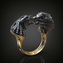 diamante anel leão pantera imprimível leoa diamodring noivado selvagem animal marca casamento jóias jóia prata joalheria ouro panthera bengala argolas 3d print model - Mito3D