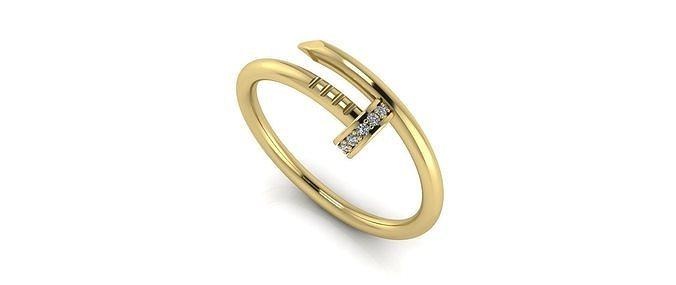 diamond ring nail - diferent sizes gold platinum jewelry silver nails printable rings print ready fashion style 3dmodel 3dwork diamonds 3d print model - Mito3D