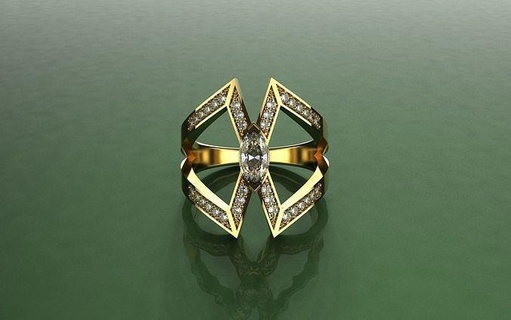 diamante anillo lanzaderas 3d joyería joya an 455 lujo moderno precioso anel joyas imprimible brillante Moda belleza oro impresión anillos aneis stl 3dm plata 3d print model - Mito3D