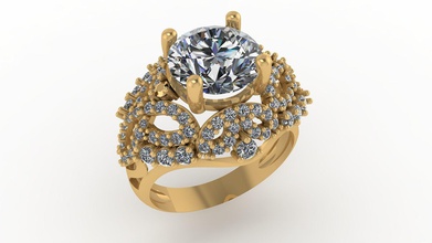 Diamant-ring Nummer 3 Schmuck gem gold ring Silber bedruckbar ist Ringe 3d print model - Mito3D