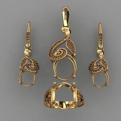 diamond ring pandent set women jewellery pendants gold jewelry printable silver wedding jewel pendant necklace engagement necklaces 3D print model - Mito3D