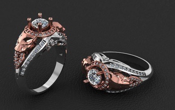 diamond ring panther jewelry design gold silver rings 3d print model - Mito3D