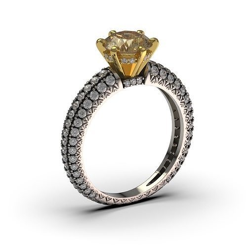 diamond ring r 016 gold modern shining precious gem jewel platinum jewelry authentic engagement bridal wedding rings old fashion usa canada sterling printable 3D print model - Mito3D