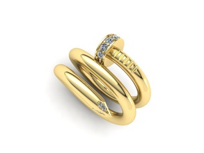 Diamant-ring-Baum-Größen zwei Schleifen Schmuck diamond ring Silber bedruckbar ist ring3d hohe Diamanten usa Kanada Europa Mode-ring einzigartigen Pfeil zwei-Schleife spiral-design cad 3dmodel kaufen Ringe 3d print model - Mito3D