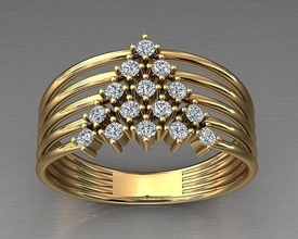 diamante anel triangular joalheria gema luxo ouro imprimível brilhante moda beleza EUA euro pedra prata jóia triângulo 17mm 55 noivado Casamento argolas 3d print model - Mito3D