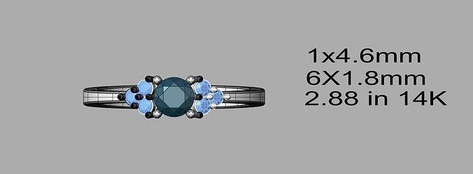 diamante squillare triplicare lato pietre design oro gioielleria anelli 3d print model - Mito3D