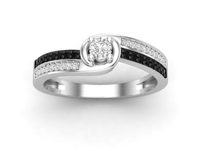 Diamant Ring Frau Schmuck Silber Mode Weiß Gold Juwel Sterling brillant Engagement Schönheit Hochzeit schwarz cad 3d print model - Mito3D
