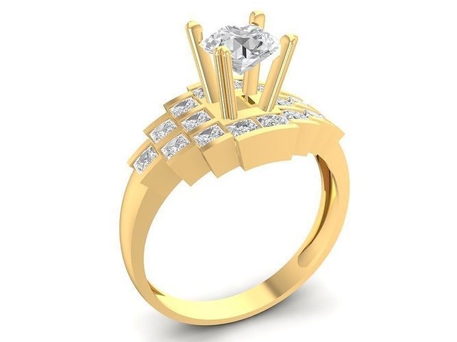 diamante anel mulheres 1124 joalheria moda acessórios ouro mulher Projeto argolas 3D print model - Mito3D