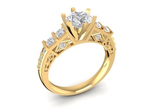 diamond ring women 1391 jewelry fashion accessories gold man men woman unisex design rings 3d print model - Mito3D