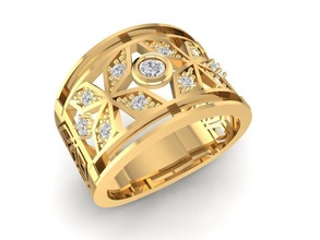 diamond ring women 1429 jewelry fashion accessories gold woman design fengshui rings 3d print model - Mito3D