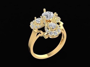 diamond ring women 1475 jewelry fashion accessories gold woman design rings 3d print model - Mito3D
