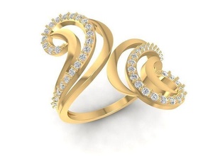 diamond ring women 1477 jewelry fashion accessories gold woman design rings 3d print model - Mito3D