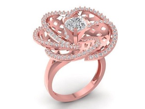 diamond ring women 1478 jewelry fashion accessories gold woman design rings 3d print model - Mito3D