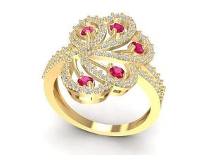 diamond ring women 1483 jewelry fashion accessories gold woman design rings 3d print model - Mito3D