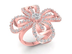 diamond ring women 1489 jewelry fashion accessories gold woman design rings 3d print model - Mito3D