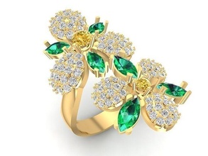 diamond ring women 1490 jewelry fashion accessories gold woman design rings 3d print model - Mito3D