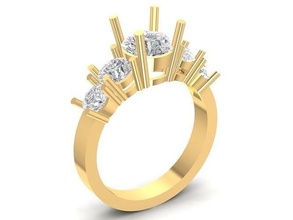diamond ring women 1501 jewelry fashion accessories gold woman design rings 3d print model - Mito3D