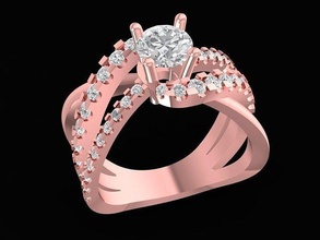 diamond ring women 1537 jewelry fashion accessories gold woman design rings 3d print model - Mito3D