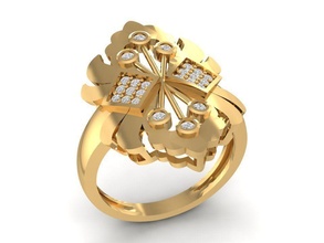 diamond ring women 1627 jewelry fashion accessories gold woman design fengshui rings 3d print model - Mito3D