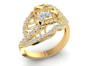 diamond ring women 1683 jewelry fashion accessories gold woman design fengshui rings 3d print model - Mito3D