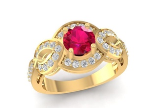 diamond ring women 1701 jewelry fashion accessories gold man men woman unisex design rings 3d print model - Mito3D