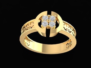 diamond ring women 1710 jewelry fashion accessories gold man men woman unisex design fengshui rings 3d print model - Mito3D