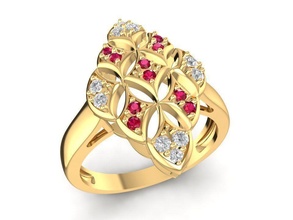 diamond ring women 1730 jewelry fashion accessories gold woman design fengshui rings 3d print model - Mito3D