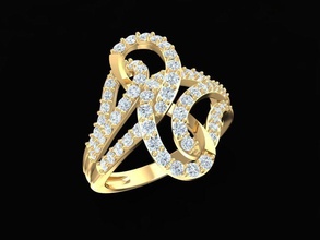 diamond ring women 1776 jewelry fashion accessories gold woman design fengshui rings 3d print model - Mito3D