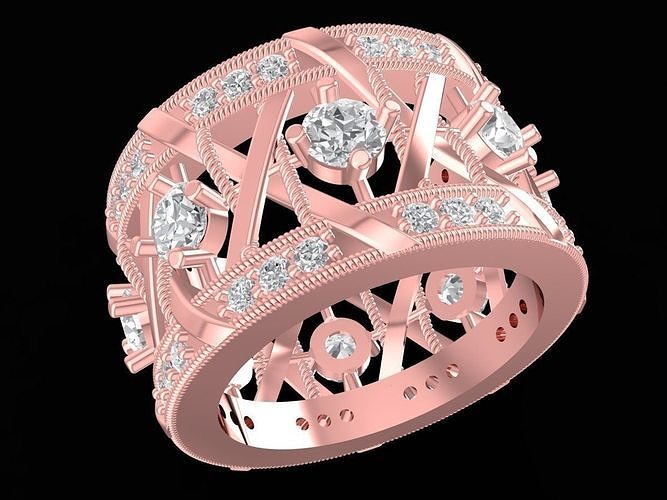 diamante anel mulheres 3256 joalheria moda acessórios ouro mulher Projeto argolas 3D print model - Mito3D