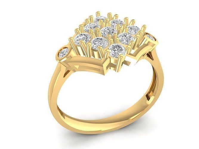 diamond ring women 864 jewelry fashion accessories gold woman design fengshui earrings rings 3D print model - Mito3D