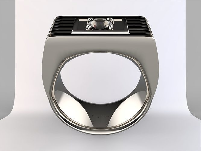 diamant anneaux luxe élégant chrome or acier contemporain moderne argent imprimable bague isolé art 3D print model - Mito3D