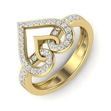diamante cuore anelli donne gioielleria squillare gruppo musicale nozze oro massa collezione solitario fidanzamento uomini coppia silhouette contorno stampabile 3d print model - Mito3D