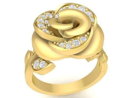 Diamant Rose Blume Ring 3671 Schmuck Mode Zubehör Gold Frau Frauen Neu Design Ringe 3d print model - Mito3D