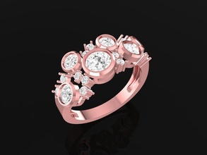 diamond rose gold fashion ring women 2339 jewelry accessories woman design fengshui rings 3d print model - Mito3D