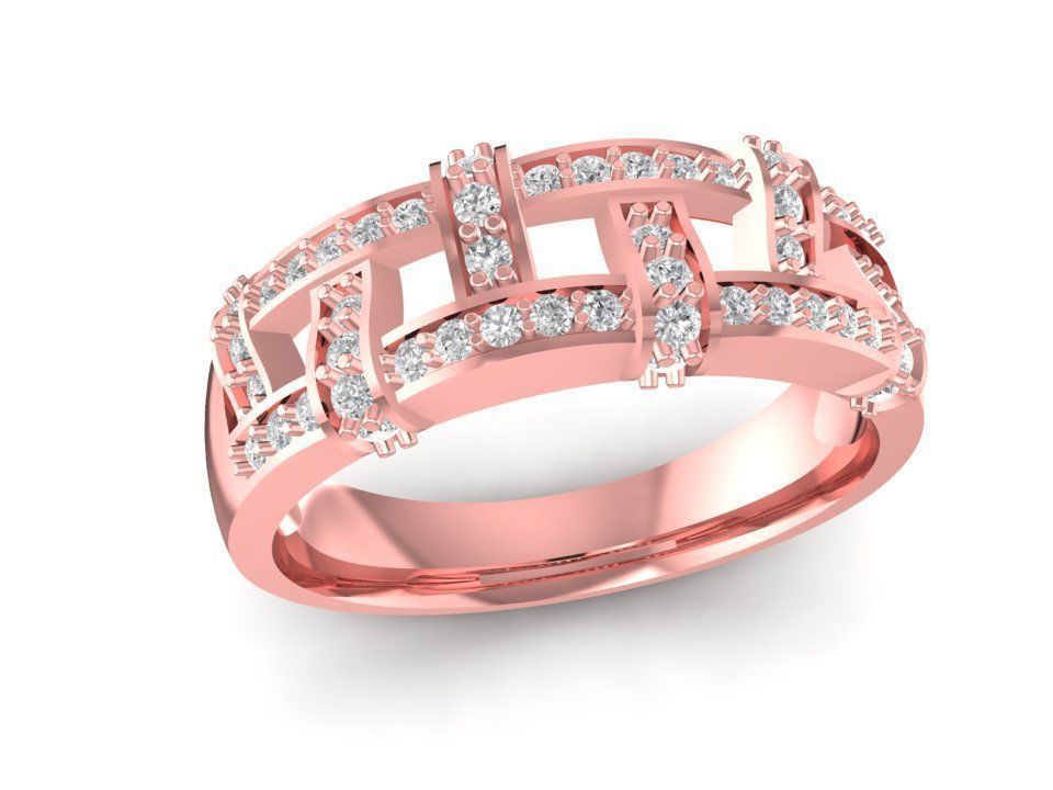 diamond rose gold ring women 1392 jewelry fashion accessories man men woman unisex design fengshui rings 3D print model - Mito3D