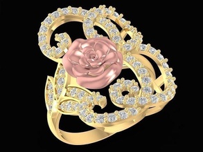 diamante rosa anel 2811 joalheria moda acessórios ouro mulher mulheres Projeto argolas 3d print model - Mito3D