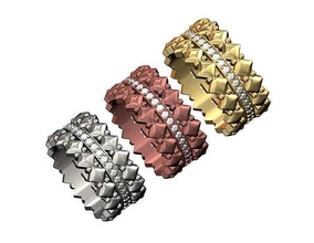 diamante redondeado cuadrado rosario Moda banda tamaños 6 7 8 anillo joyería joya imprimible oro plata lujo libra esterlina Boda compromiso 3d print model - Mito3D