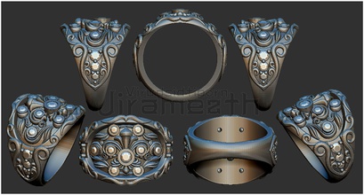 diamant royal lily anneau bijoux précieux gem de luxe le platine shining la richesse l'acier or cadeau d'argent joyau brillant bague en bracelet style gothique bande l'anneau imprimable trésorerie les anneaux 3d print model - Mito3D