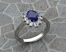 diamant saphir diane engagement bague or mariage bijoux argent goujat platine anneaux prototypage mode sterling gemme brillant 3d print model - Mito3D