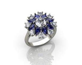 Diamant-Saphir-Verlobungsring Schmuck gold diamond Silber sterling Diamant-ring Hochzeit ring engagement Stein Ringe 3d print model - Mito3D