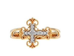 diamond sideways cross ring 359 jewellery jewelry luxury vintage gold retro silver sterling jewel antique gem rings 3d print model - Mito3D