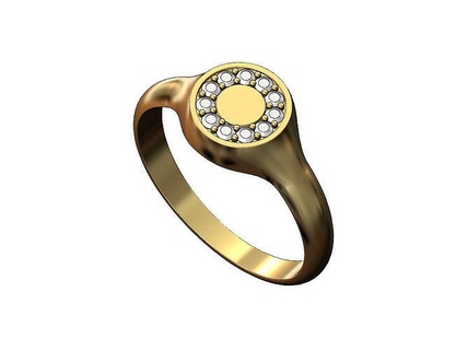 elmas mühür yüzük takı yazdırılabilir altın gümüş mücevher sterlin yüzüğü Menring moda lüks modern minimalist basit Beyan Diamondsignet Elmas yüzükler 3d print model - Mito3D