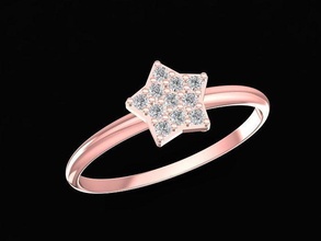 diamond simple star ring 3176 jewelry fashion accessories gold woman women design rings 3d print model - Mito3D